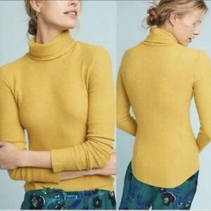 Anthropologie Saturday Sunday Mustard Yellow Brushed Knit Turtleneck‎